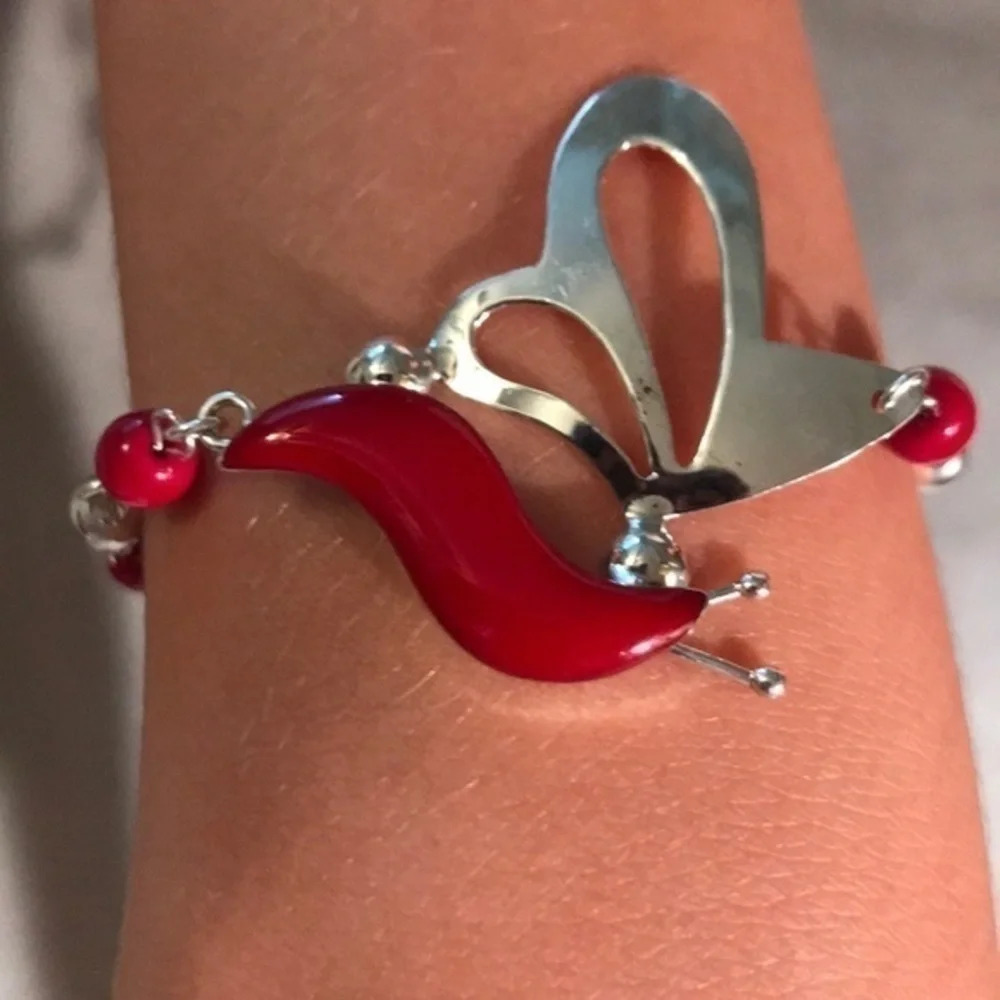 Elegant 925 silver bracelet‎ art butterfly